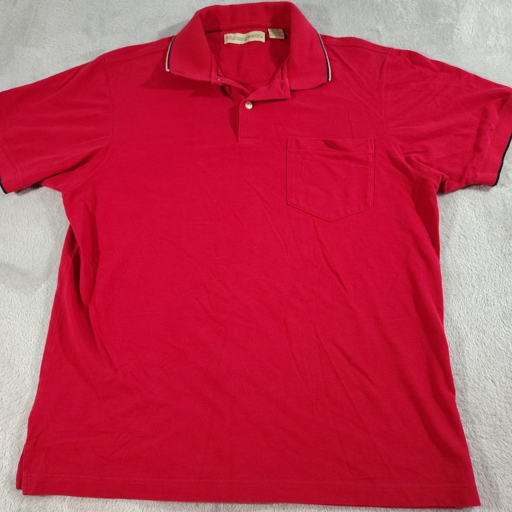 Munsingwear Polo Shirt Men M Red Work Dad Activity Golf Stretch Outside